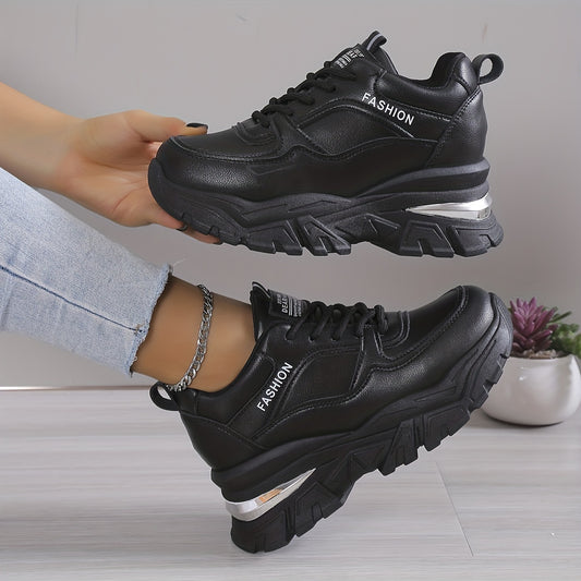 Trendy lace-up platform sneakers for women, perfect for outdoor activities.