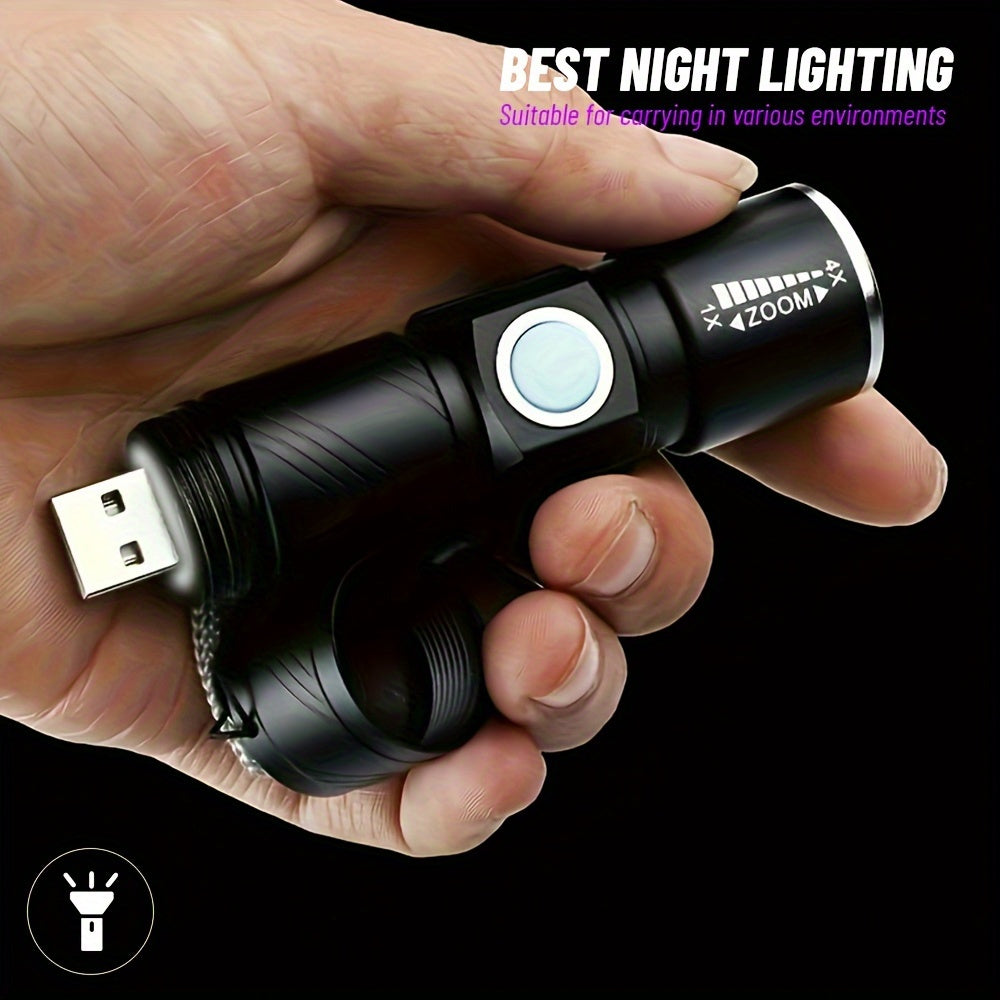 1pc Rechargeable UV flashlight for detecting pet urine stains, curing resin, and hunting scorpions.