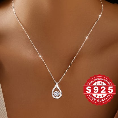 Women's Water Drop Spiritual Necklace, made of s925 Pure Silver with Energetic Main Stone and Inlaid Artificial Zirconia, High-end Fashion, Ideal for Gifting and Daily Wear, Low Allergy.