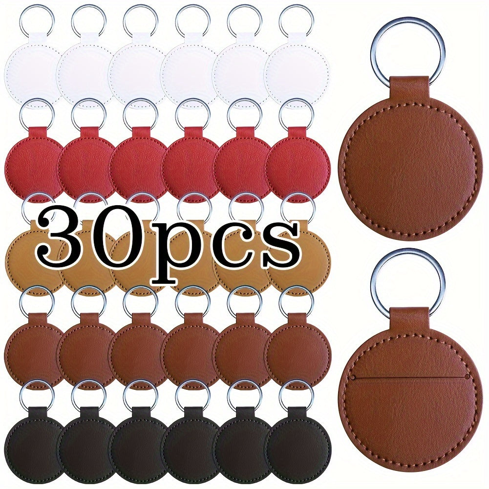 Set of 30/32 PU Leather Key Rings Designed for Men, Ideal for Personalized Laser Engraving on Backpack Keychains