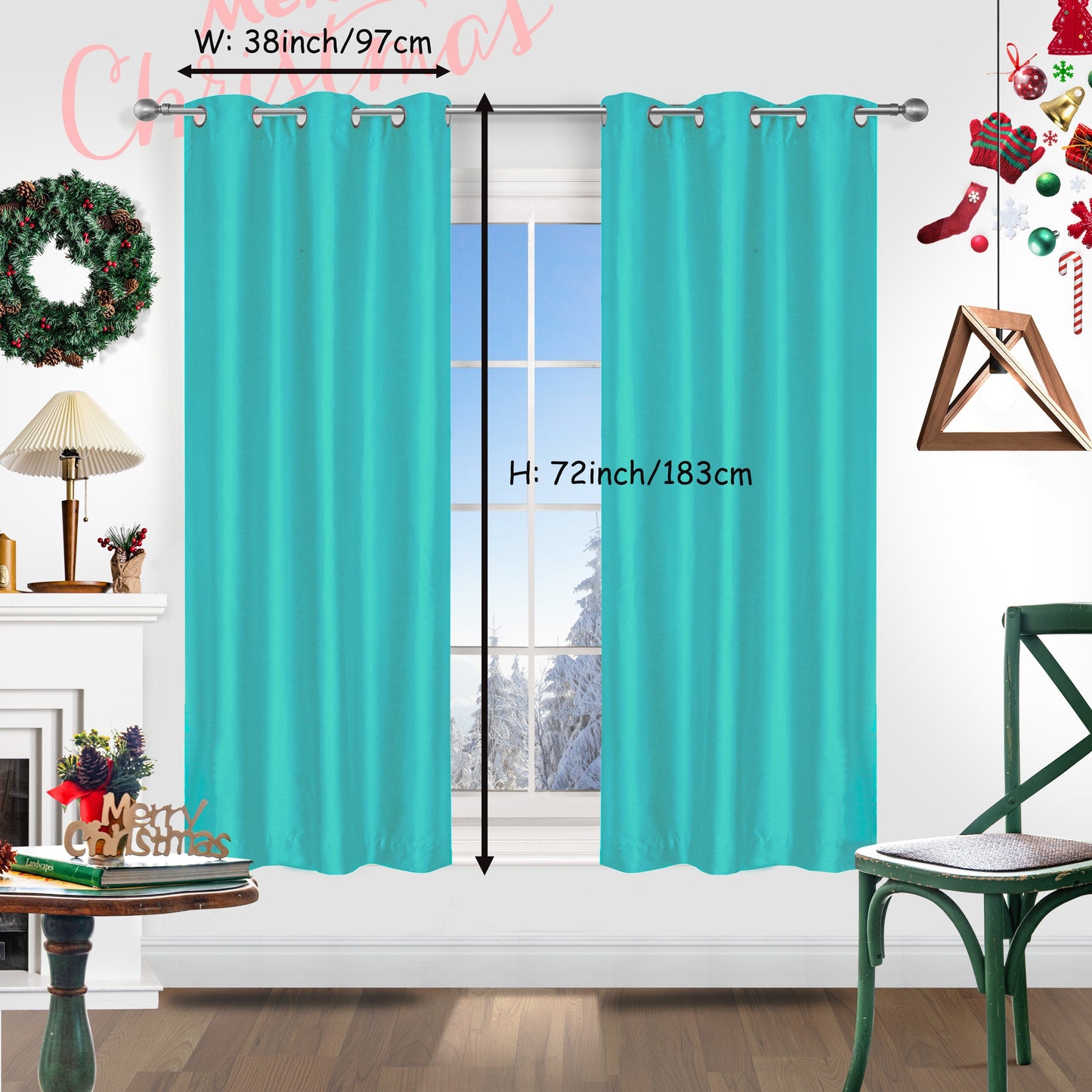 Add a festive touch to your space with 2 pieces of red Christmas curtains. These curtains are made of faux silk with a grommet top design, providing both style and functionality. Perfect for living rooms, bedrooms, offices, kitchens, and studies, these