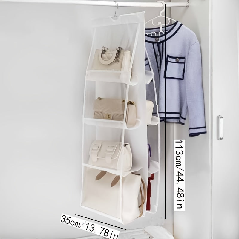 Polyester Hanging Organizer for Handbags and Purses - Multi-Layer Design Saves Space in Wardrobe, Perfect for Storage