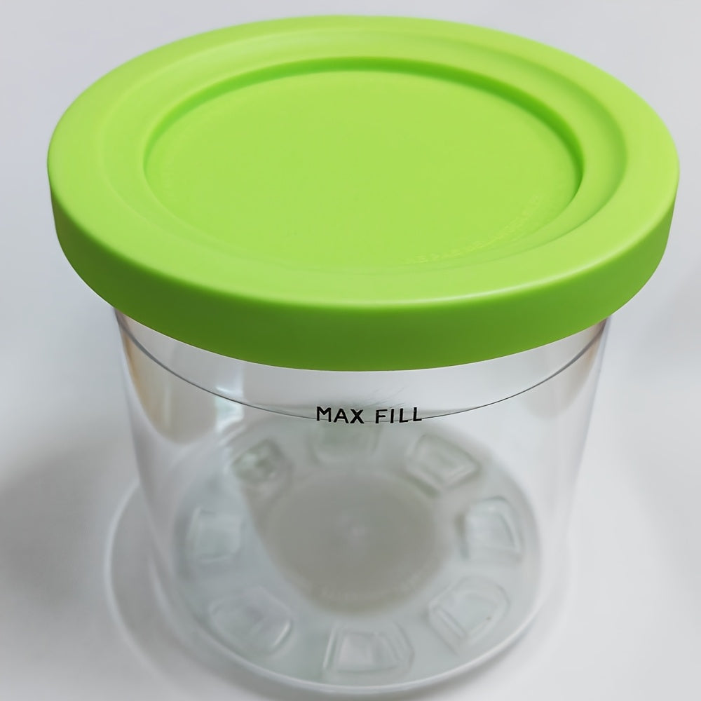 16oz Ninja Pint Food Storage Containers with Lids are made of BPA-free plastic and are dishwasher safe. These leak-proof, multipurpose cylindrical flip top containers come in a set with compatible lids for the NC301, NC300, NC299AMZ, and NC290 Ice Maker