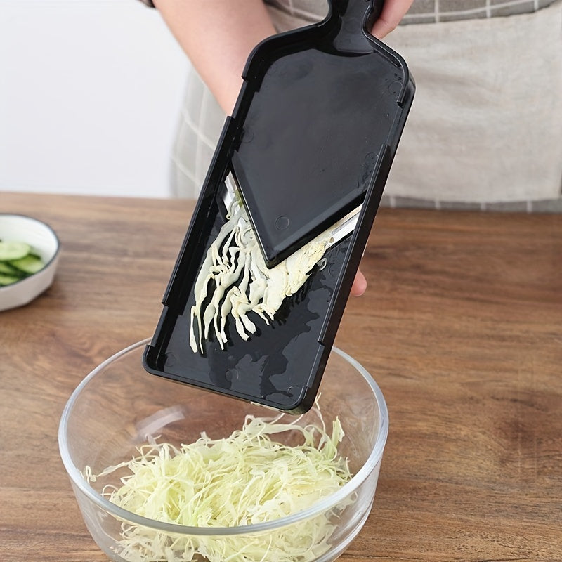 Cabbage stainless steel shredder for slicing vegetables like potato, lemon, cucumber, and radish for salads.