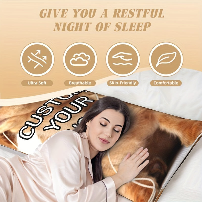 Custom Pet Memorial Pillowcase - Double-Sided Photo Hug Pillow Cover, Soft Plush Material, 50.8x137.16 cm - Great for Those Who Love Cats & Dogs, a Special Gift for Loved Ones