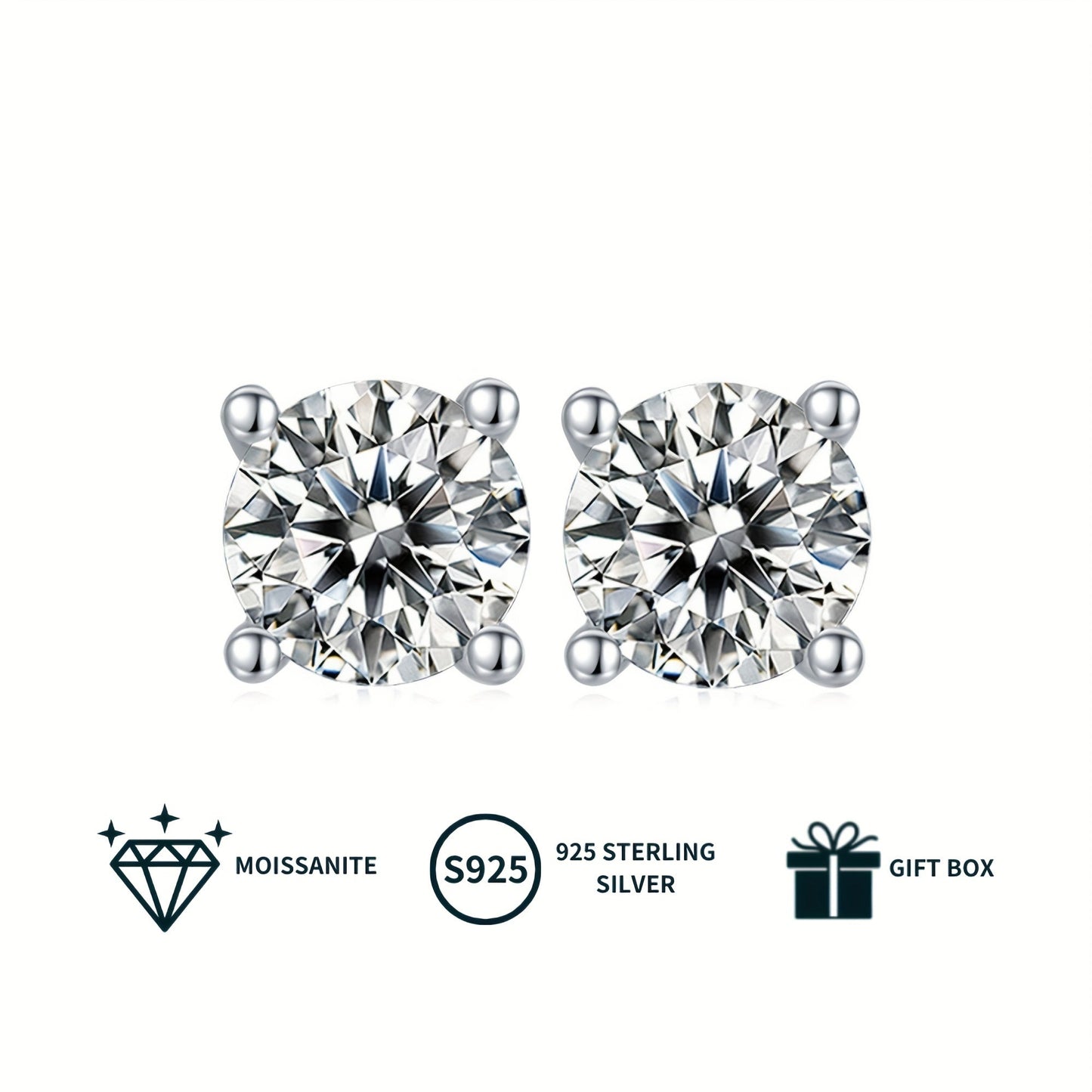 Stylish Moissanite Jewelry Set for Women - Featuring a 1.0CT/2.0CT Pendant Necklace & Stud Earrings, Beautifully White Gold Plated S925 Silver, Ideal for Engagement, Wedding, or Special Occasions. Comes with a Luxurious Gift Box, Perfect for Gifting at