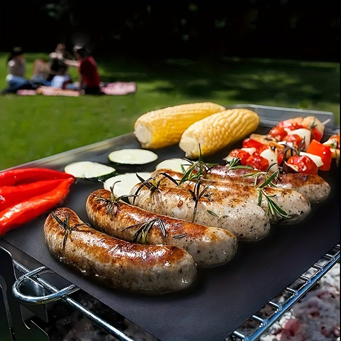 Durable Oven Mat for BBQ and Outdoor Cooking - Made of Black Fiberglass, Ideal for Microwaves and Mess-free Cooking