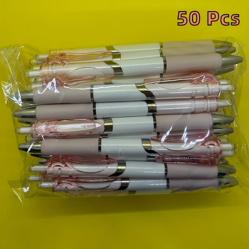 Retractable medium point plastic pen for school, office, home, writing, business notes, memos, drawing, and sketching