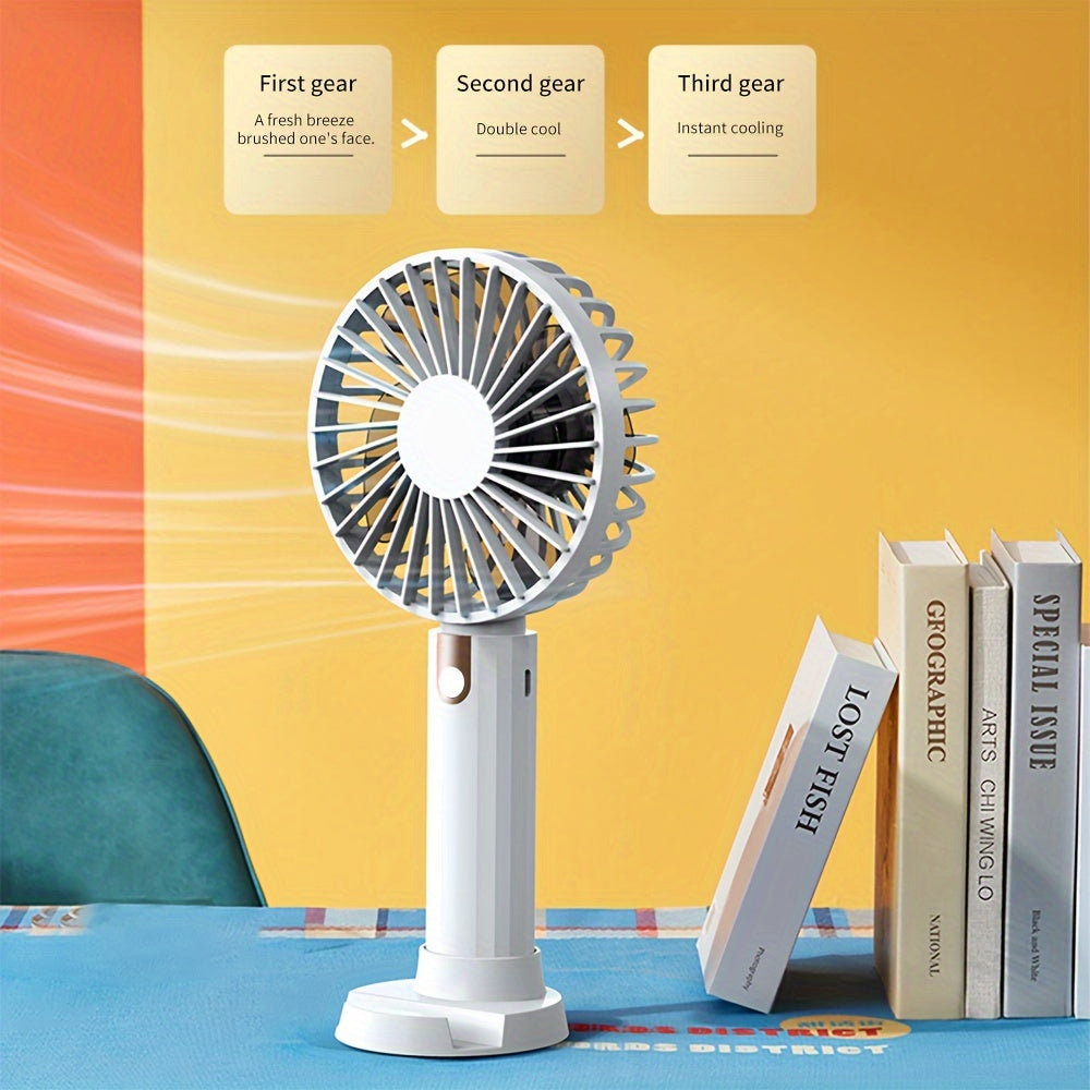 Stay cool anywhere with this lightweight, handheld mini fan that is ultra-portable and USB rechargeable. Perfect for office, outdoor activities, travel, and camping.