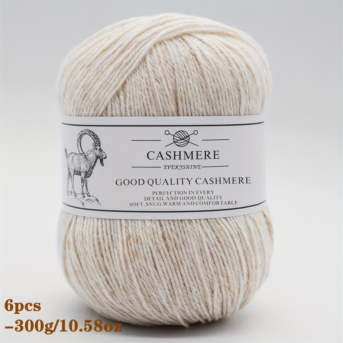 6-Pack Luxurious Cashmere Yarn for Knitting and Crocheting - Soft, Warm, Durable 80% Cashmere 20% Acrylic Blend - Perfect for Sweaters, Pants, Gloves, Hats, and DIY Crafts - 1.76oz Each