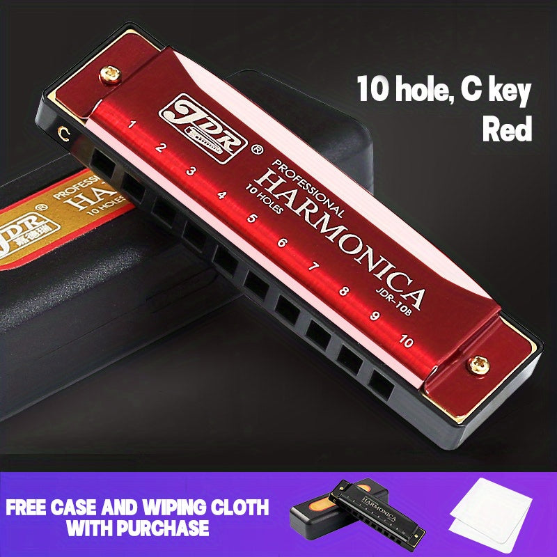 10-hole C Key Blues Harmonica with Hard Case - Ideal for beginners, students, and professionals - Great gift for Eid Al-Adha