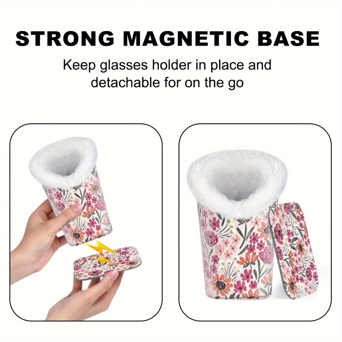 Premium Faux Leather Fashion Glasses Case for Women - Elegant White Plush Eyeglass Stand with Magnetic Base