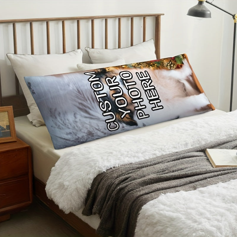 Soft and cozy personalized plush photo pillowcase, perfect for home decor or as a thoughtful gift for anniversaries or Valentine's Day. Double-sided design, measuring 50.8x137.16 cm.