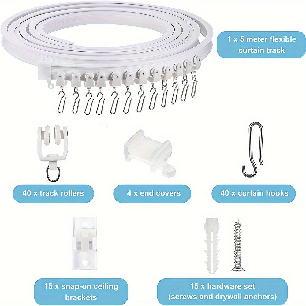 One set of curtain track accessories in varying lengths (1/2/3/4/5/6/7/8 meters) for home decor in the living room or bathroom.