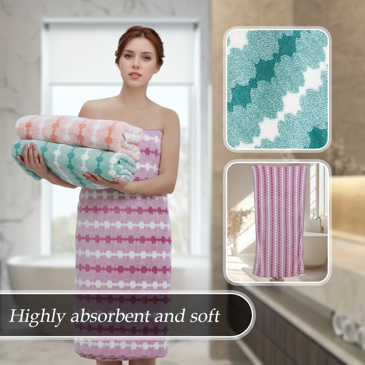 1 Extra Large Bath Towel for Women: Soft, Absorbent, Quick Drying