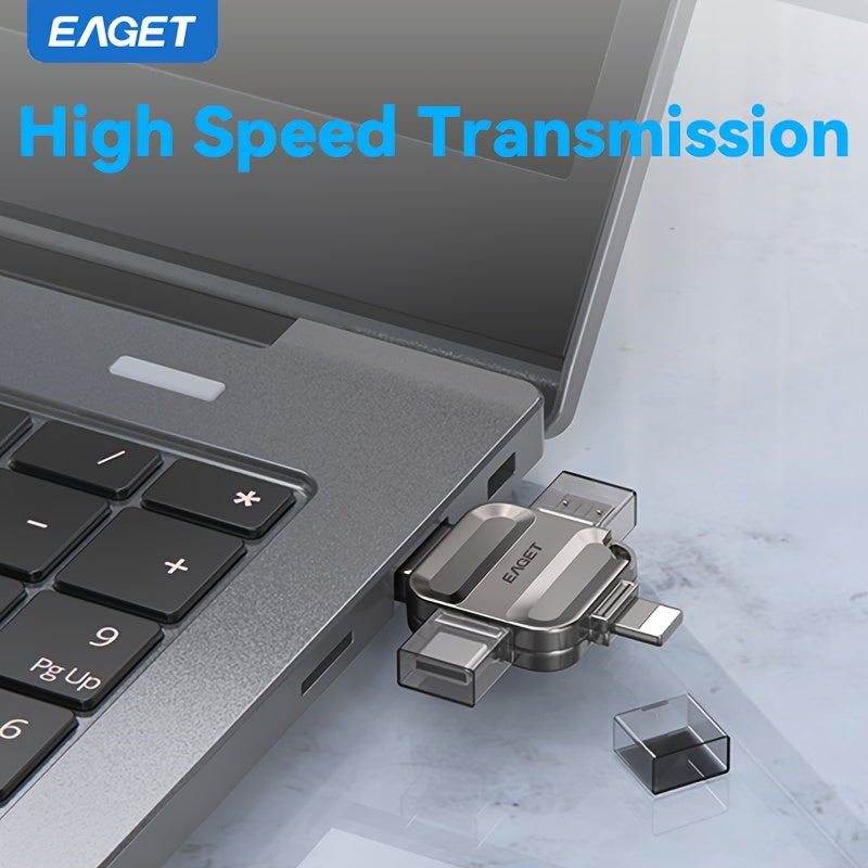 EAGET 32/128G USB Flash Drive for Mobile Phone and Computer, with 4-in-1 interface