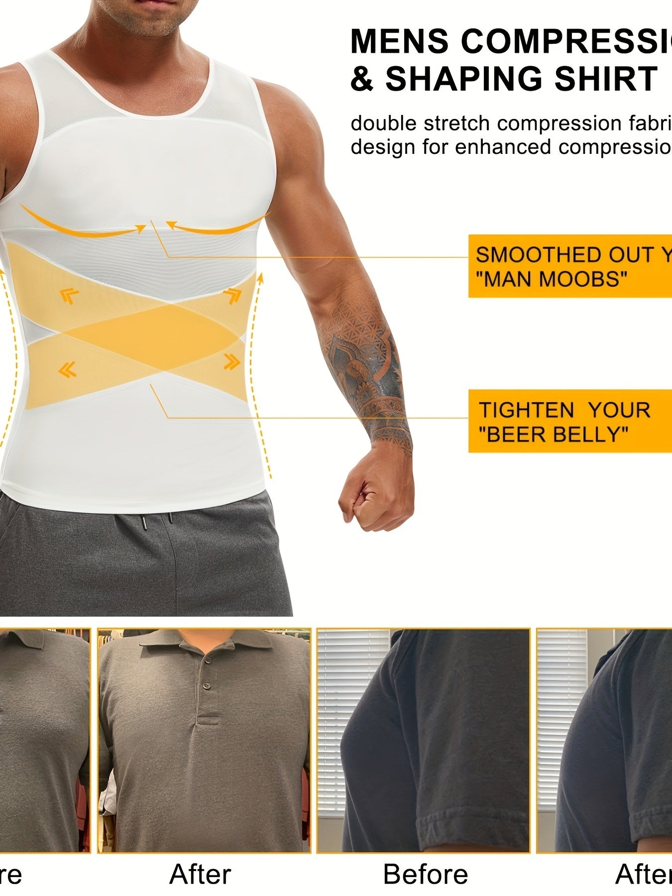 Men's Skinny Compression Tank Top, Sport Workout Body Shaper