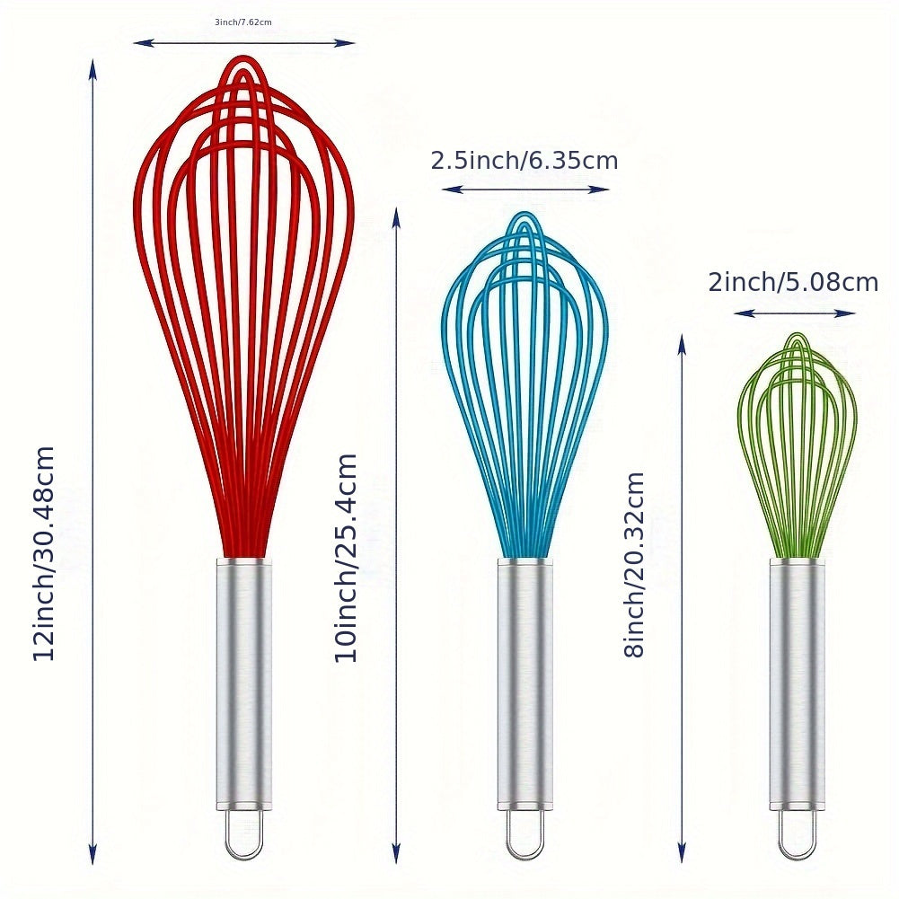 High-Quality Silicone and Stainless Steel Whisk - Safe for use on Nonstick Pans, Heat Resistant - A Must-Have Kitchen Tool