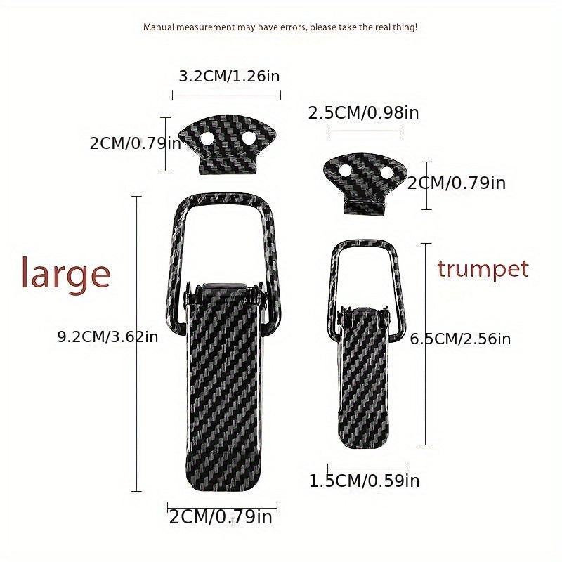 2 car bumper clips, carbon fiber pattern lock fixed pull buckle safety hook clips for car and truck bumpers.