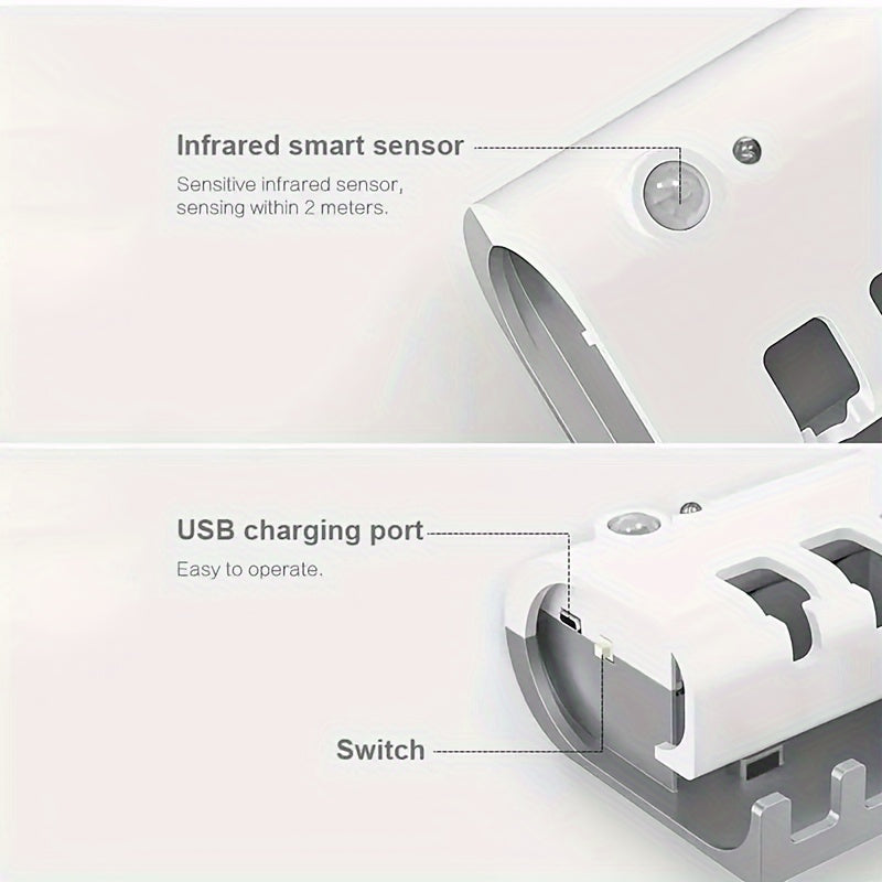 1pc UV sterilizer toothbrush holder with 4 slots, toothpaste dispenser, wall-mounted, intelligent design, bathroom accessory, no-drill installation.