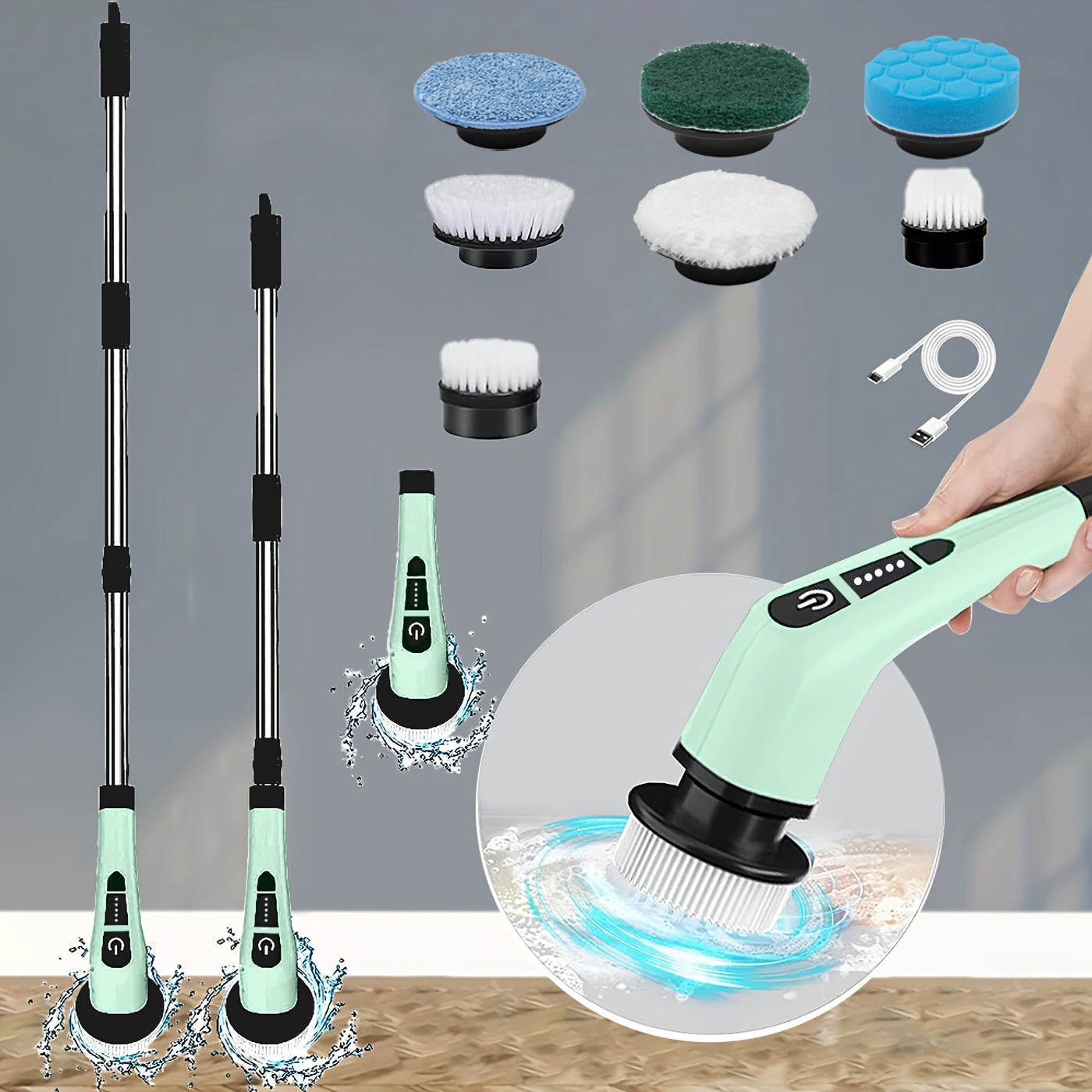 The perfect Christmas gift: Wireless Electric Rotating Scrubber Pro. With dual adjustable speeds, 7 replaceable brush heads, and an adjustable and detachable handle, this versatile tool is perfect for cleaning the shower, floor, bathroom, bathtub, and