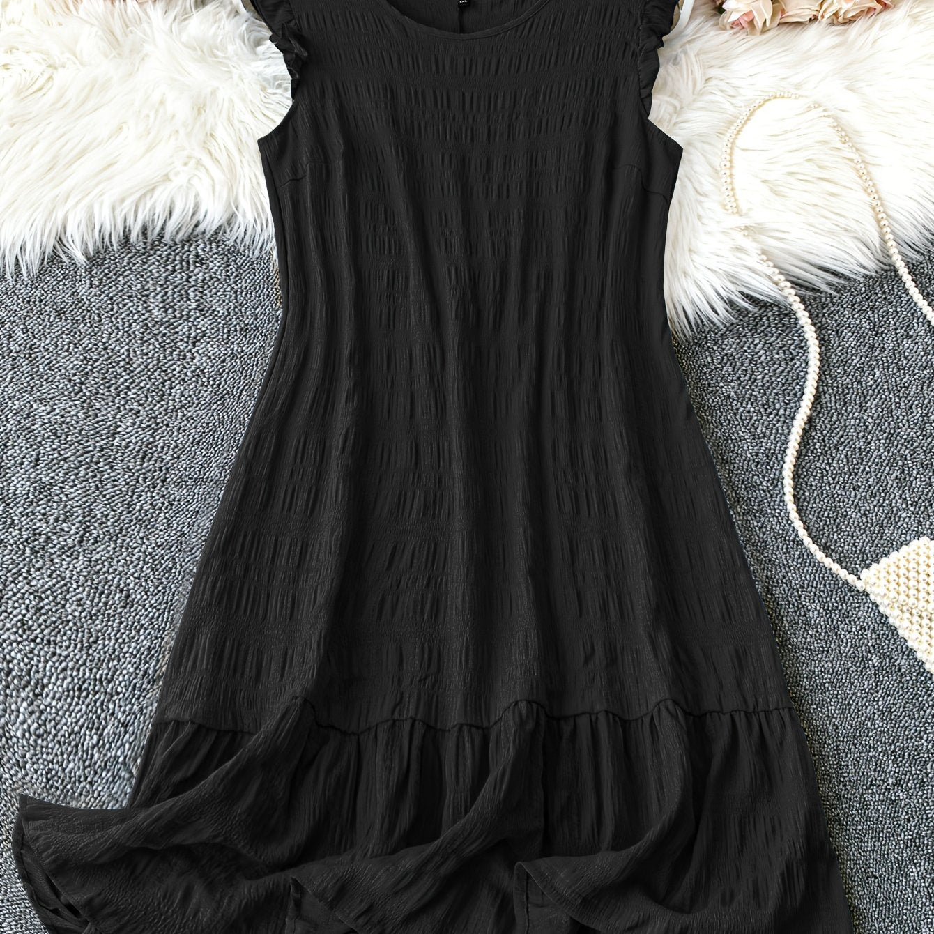 Plus Size Ruffle Hem Tank Dress, Sleeveless Casual Dress for Spring & Summer