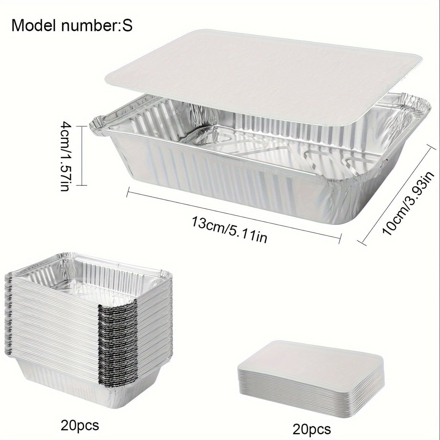 Набор из 20 многоразовых форм из алюминиевой фольги с крышками — универсальные контейнеры для выпечки, приготовления блюд и еды на вынос — идеально подходят для Пасхи, Дня благодарения и безопасны для хранения продуктов