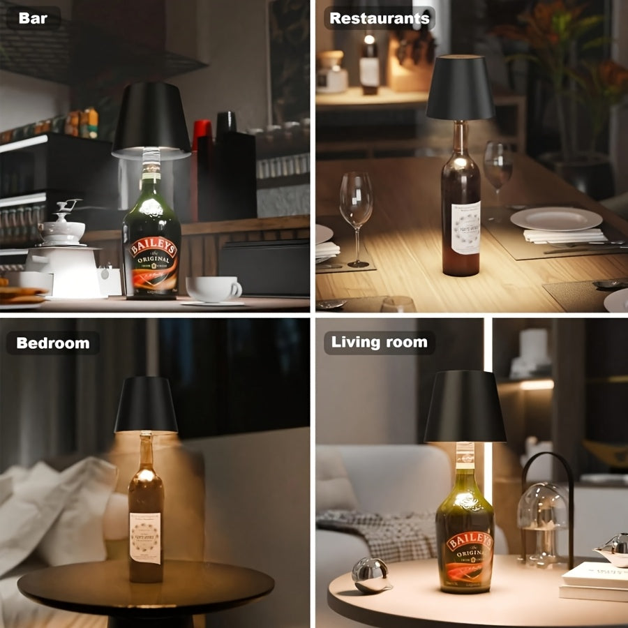 ABS Material LED Bottle Light with Touch Control, Dimmable and Rechargeable, ideal for various settings.