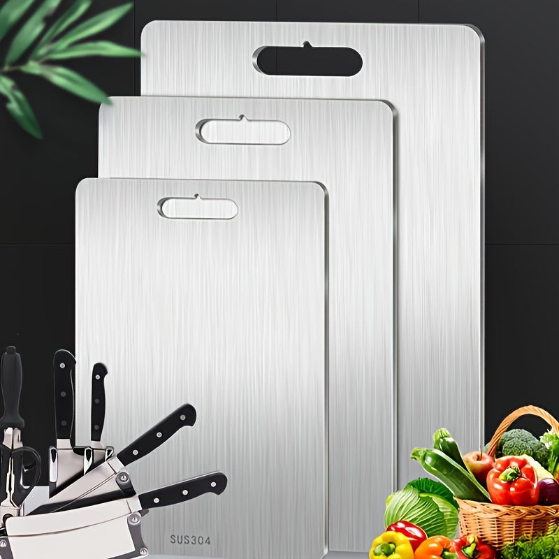 Set of 3 Stainless Steel Cutting Boards | Reversible Metal Chopping Boards | Convenient Portable Kitchen Cutting Boards