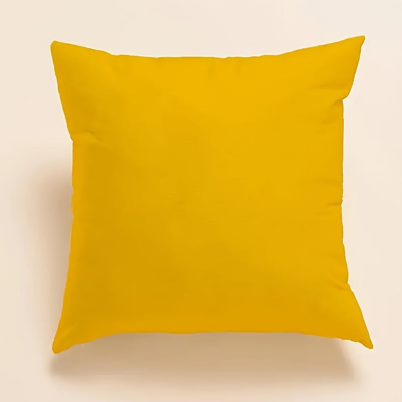 Yellow sofa pillow cover with contemporary style, machine washable, zipper closure, fits small living room sofa.