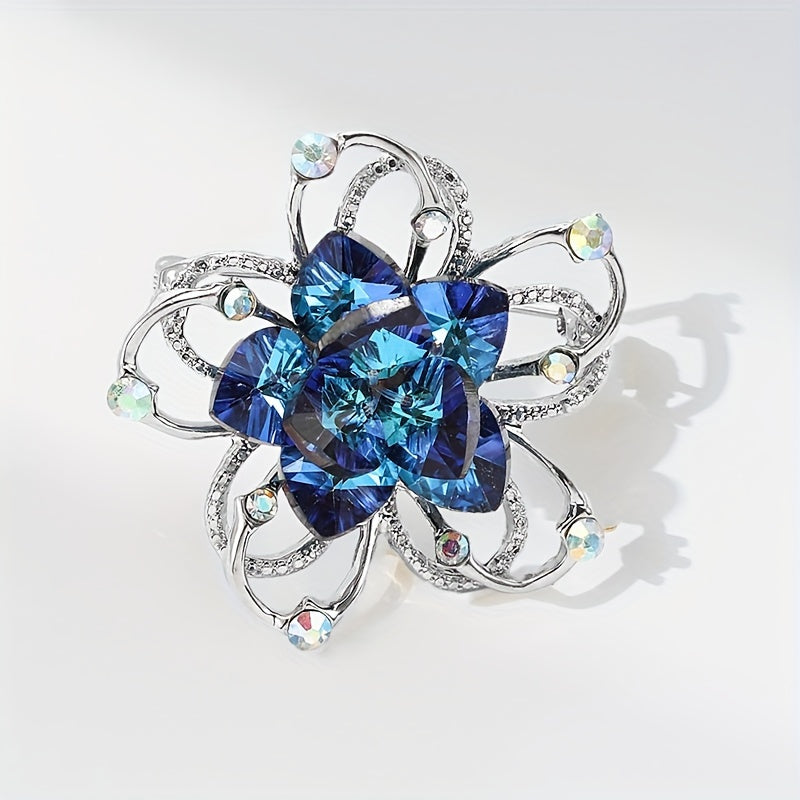 This elegant and exquisite flower brooch, adorned with sparkling rhinestones, is perfect for adding a touch of glamour to ladies' accessories such as bags, hats, coats, and badges.