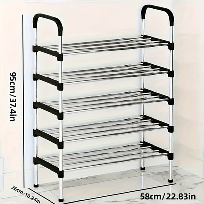 Durable Steel Shoe Rack with Multiple Layers - Spacious Storage, Simple Setup, Ideal for Home and Dorm Organization - Great for Entryway, Bedroom, or Living Room Use