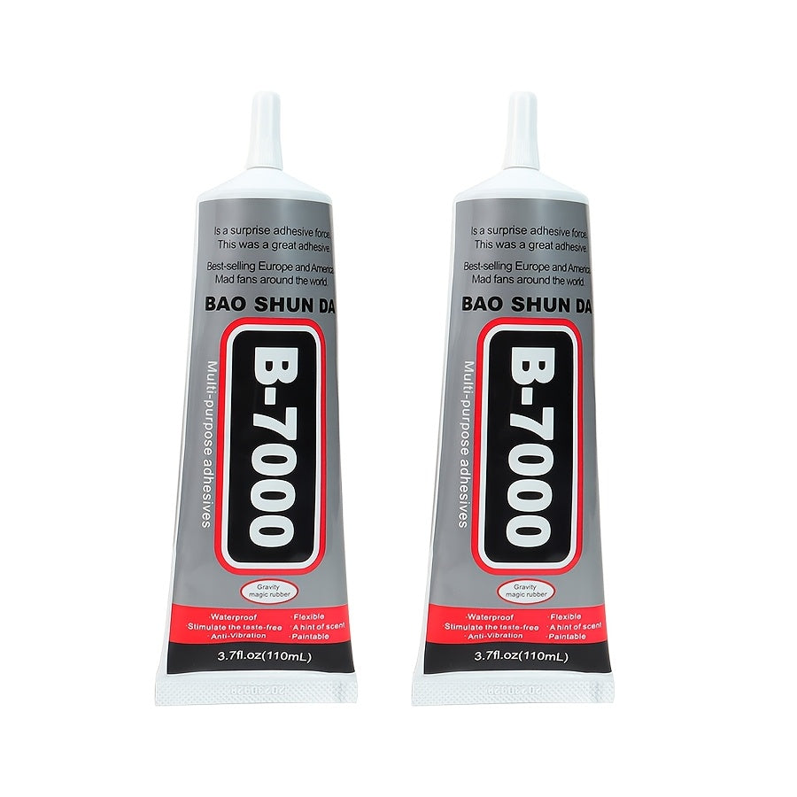 B-7000 is a versatile semi-fluid adhesive with strong bonding properties, suitable for jewelry making, gemstone setting, DIY repairs, and works well on materials like plastic, metal, glass