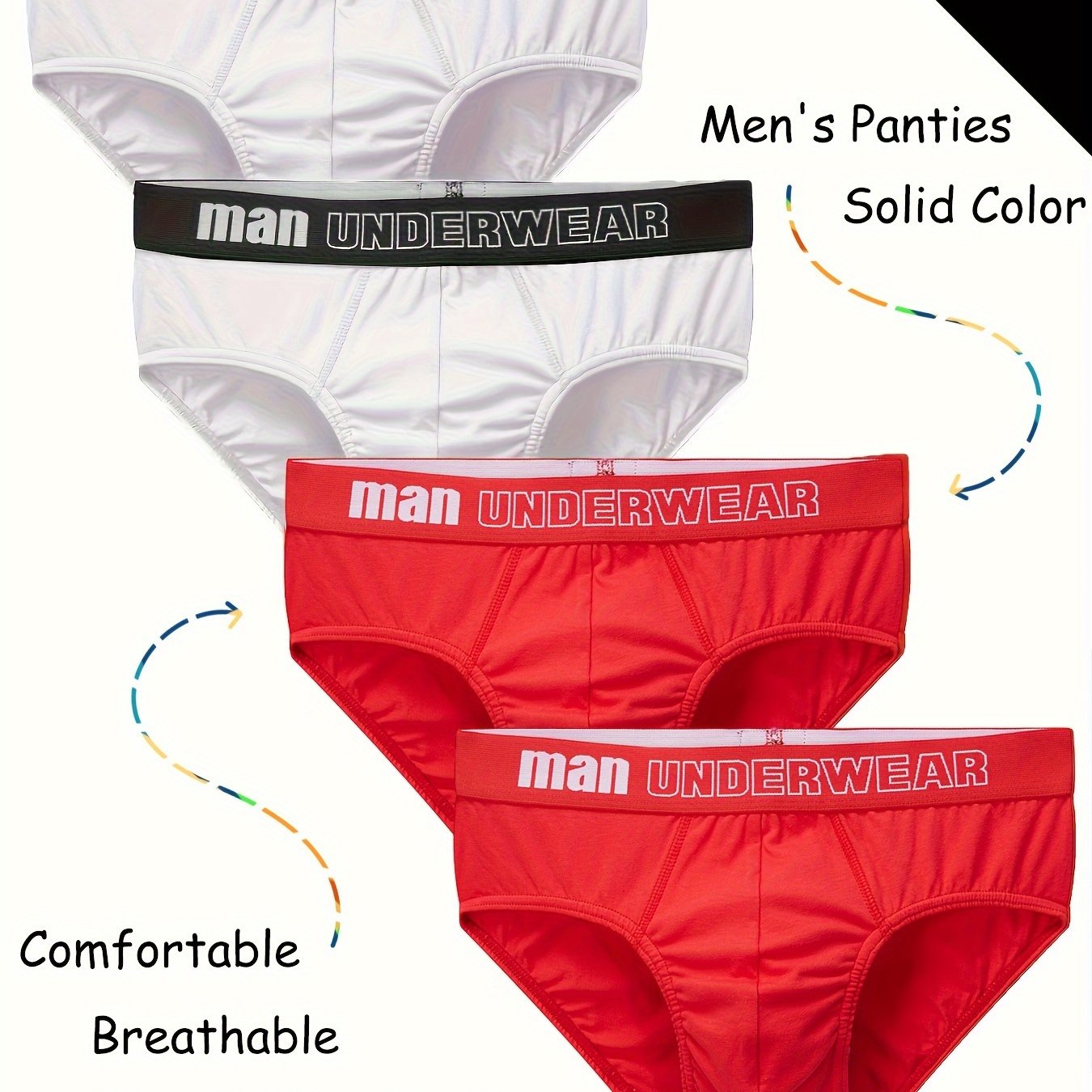 Men's Mid Waist Stretch Cotton Briefs Underwear