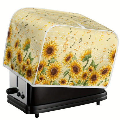 Sunflower and Music Notes Polyester Toaster Cover - Dustproof Small Appliance Protector - Perfect for Sunflower Enthusiasts - Size Small