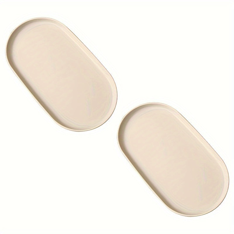 2-piece set of oval PP plastic serving trays for desserts and pastries, ideal for home, restaurants, and cafes.