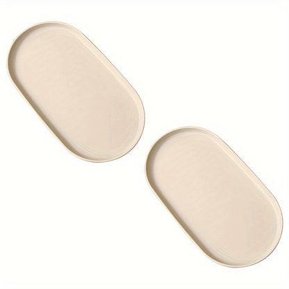 2-piece set of oval PP plastic serving trays for desserts and pastries, ideal for home, restaurants, and cafes.