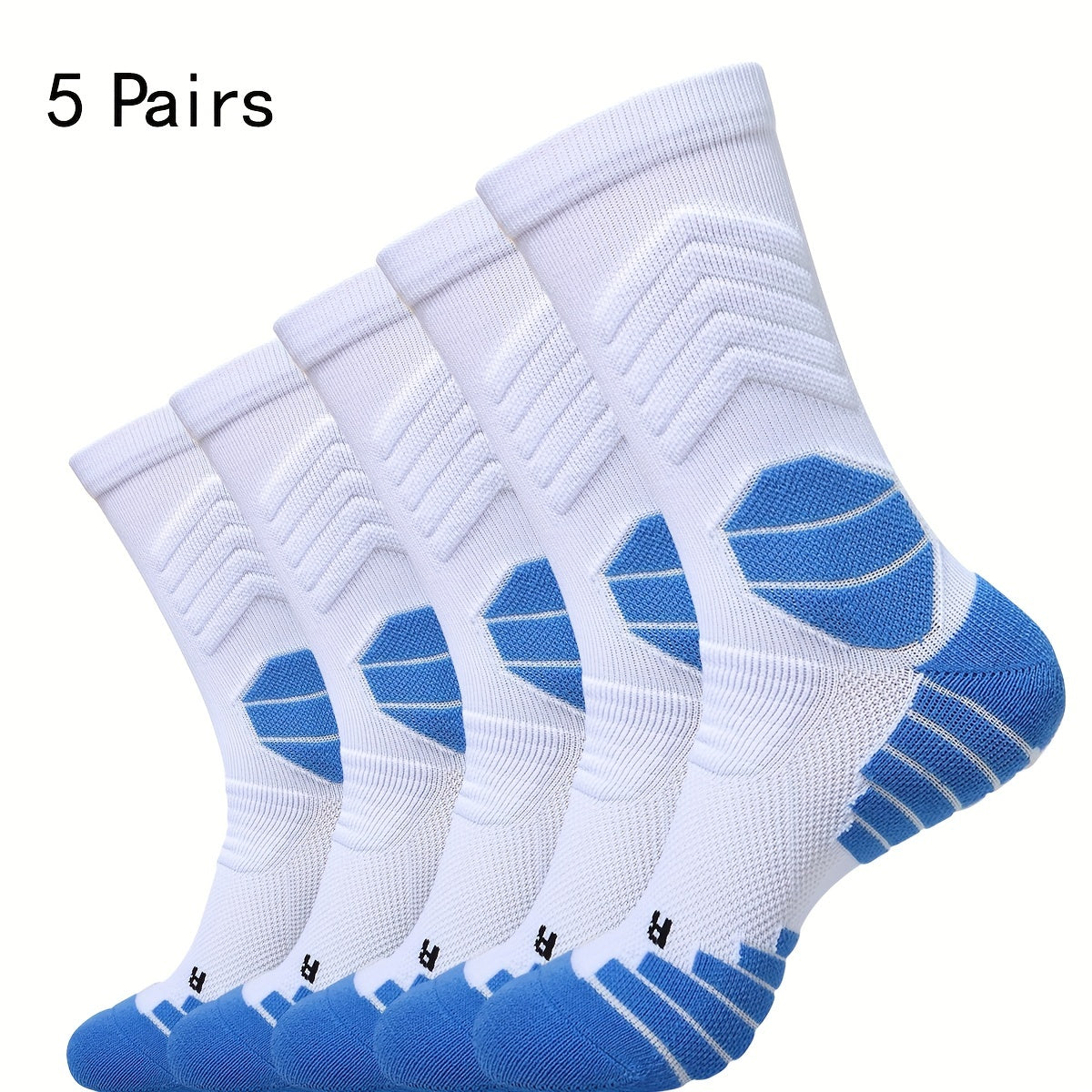 5 pairs of Wubenzhi men's basketball socks with cushioning performance