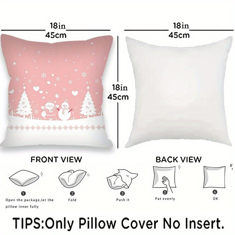 Set of 2 Pink Christmas Throw Pillow Covers, 45.72x45.72 cm, Made of Soft Polyester Fabric, High Definition Digital Printing, Square Cushion Case Perfect for Living Room, Bedroom, Car - Machine Washable