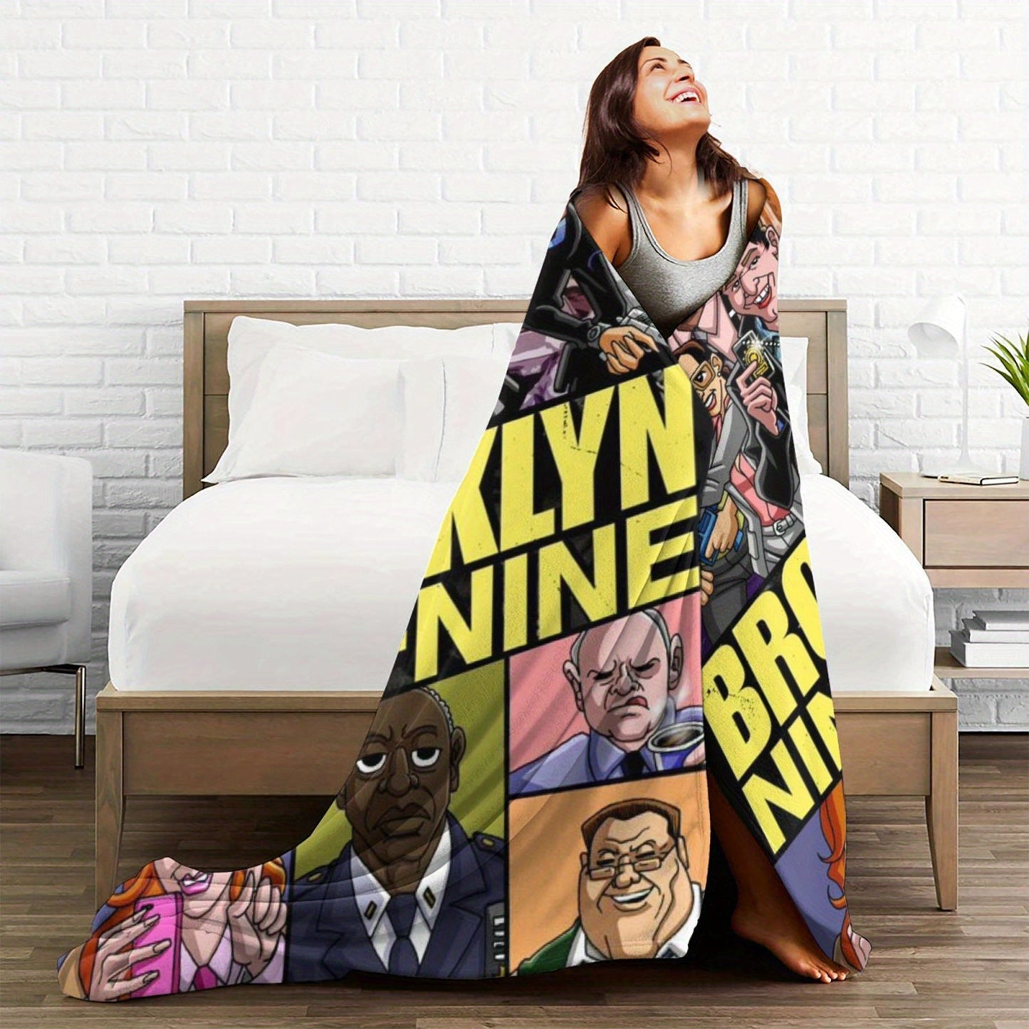 Brooklyn Nine-Nine TV Show Flannel Fleece Blanket - Soft Polyester Throw for Home & Office - Lightweight Travel Shawl for All Seasons - Pet Friendly - Digital Print Design - 250-300gsm