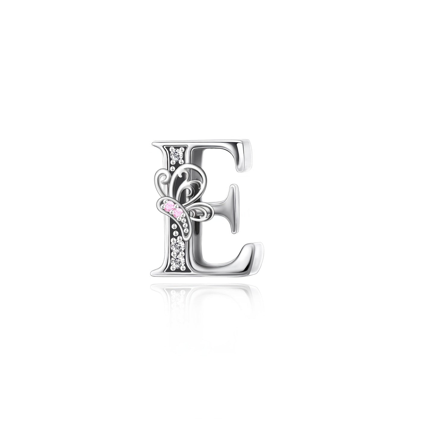 Exquisite 925 Sterling Silver Alphabet and Butterfly Charm Beads with Cubic Zirconia Accents - Great for Crafting Bracelets and Jewelry, Stunning Christmas Present