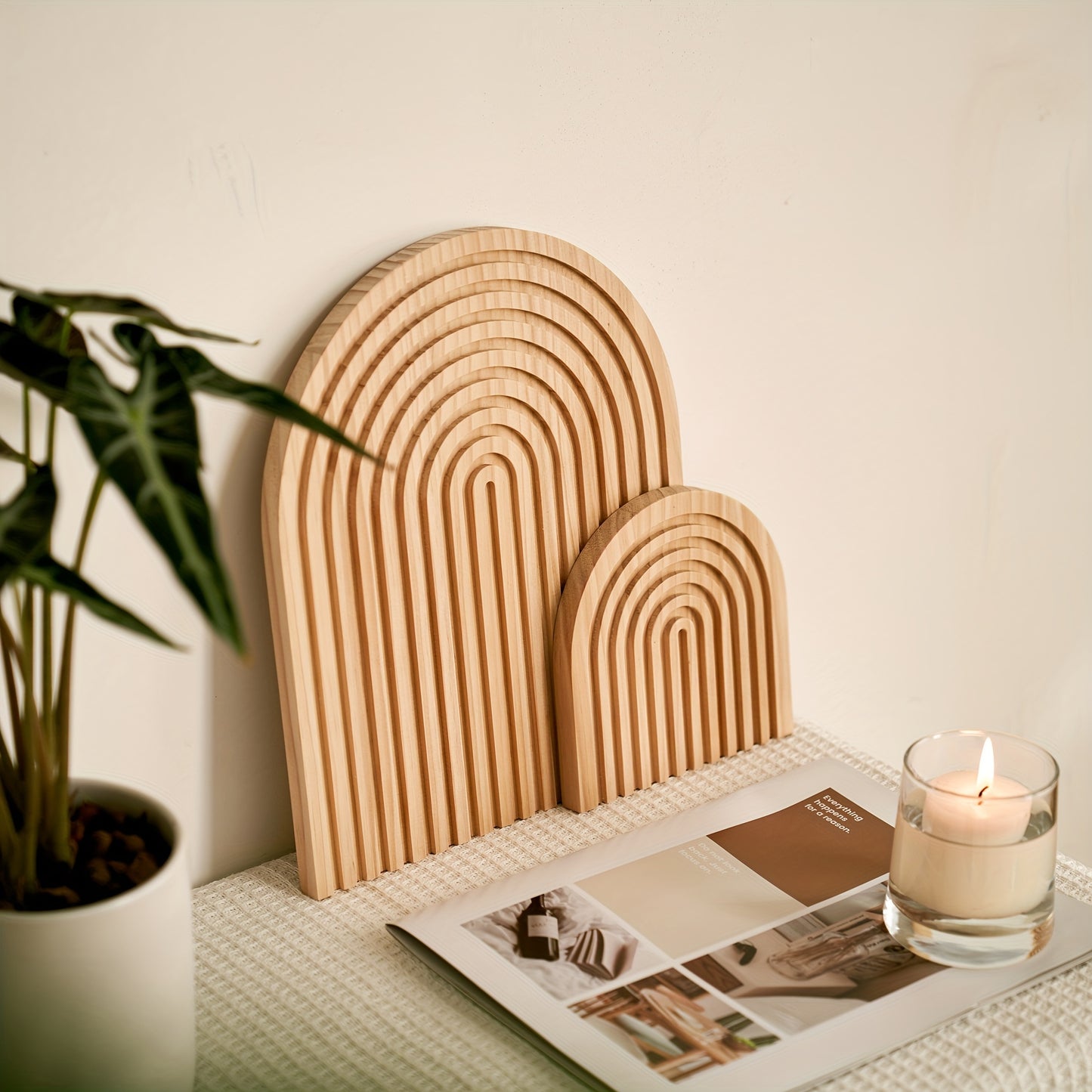 Bohemian wooden wall shelf and vanity table ornament set, perfect for any room in your home.