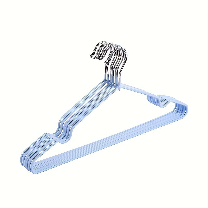 Set of 10 Seamless Metal Hangers with Grooved Design, Non-Slip Wardrobe Clothes Organizer for Home and Kitchen Storage