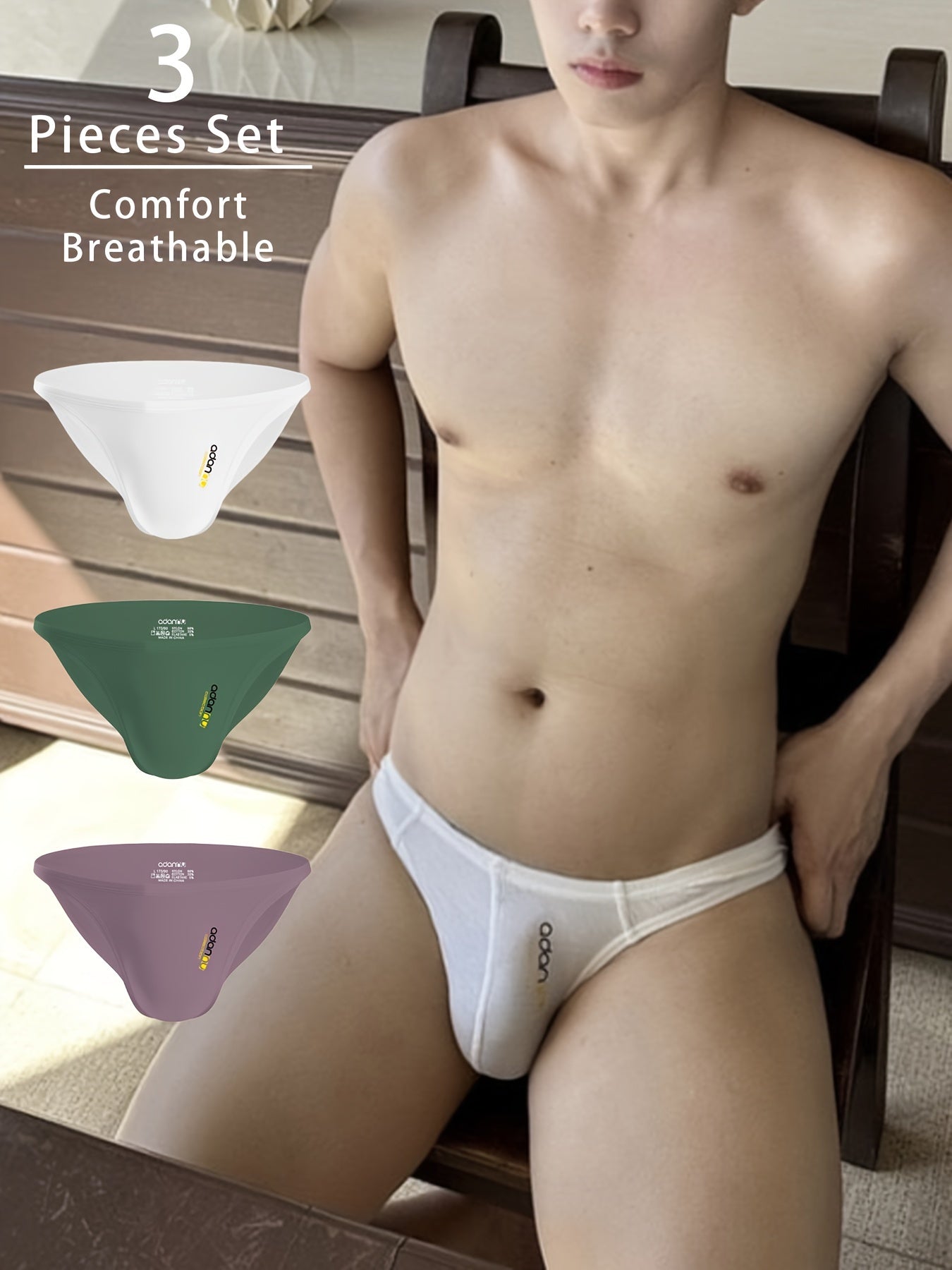 3 men's modal briefs with pocket detail, low rise, breathable & stretchy for running, sports & casual wear