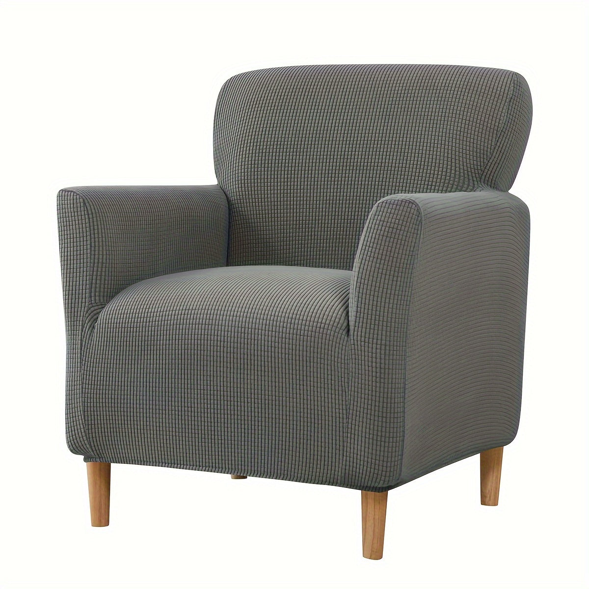 Modern armchair slipcover with slip-resistant design, machine washable polyester/spandex, and elastic-band closure - fits standard armchairs.