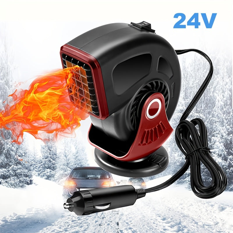 Keep warm during winter drives with the Compact 2-Mode Car Heater & Defroster. This portable device heats up quickly and has an adjustable angle for optimal comfort. With quiet operation and USB power via a cigarette lighter interface, it's perfect for