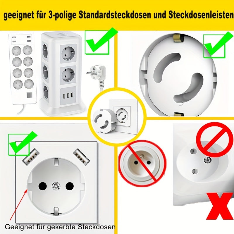 Set of 20 White Safety Socket Covers - Plug Protectors for Family Safety, Made from ABS Material, European Style Design with No Holes