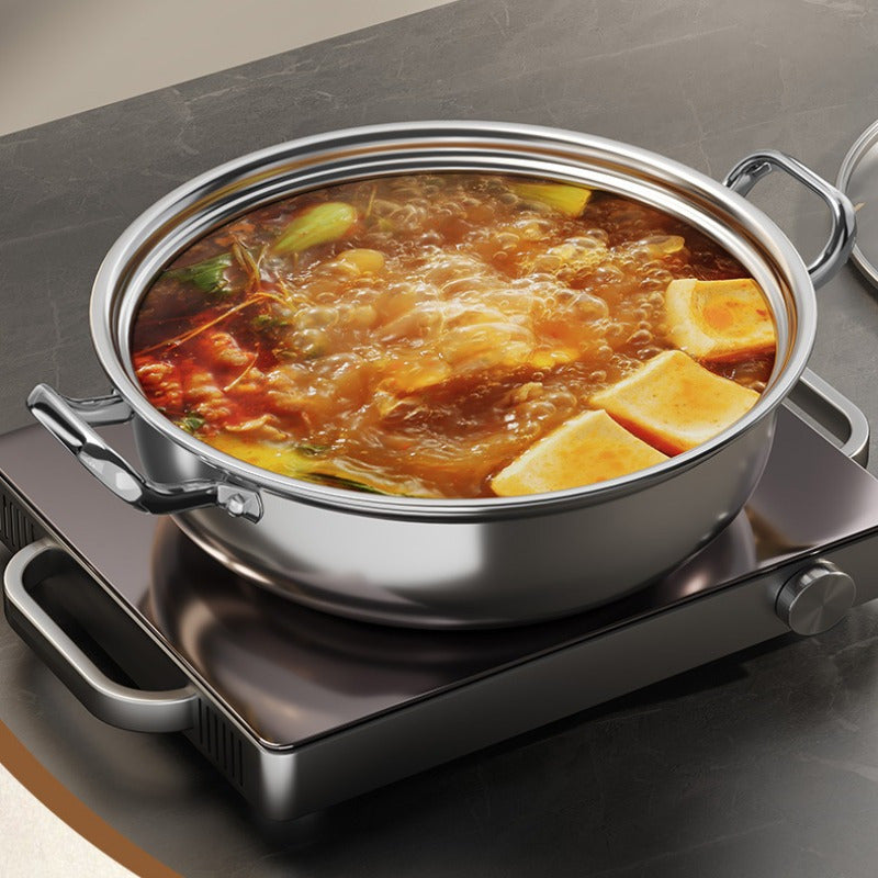 Stainless Steel Double Boiler with Cover, Non-Stick Beehive Steam Pot, Durable and Wear-Resistant, Compatible with Induction and Gas Stove