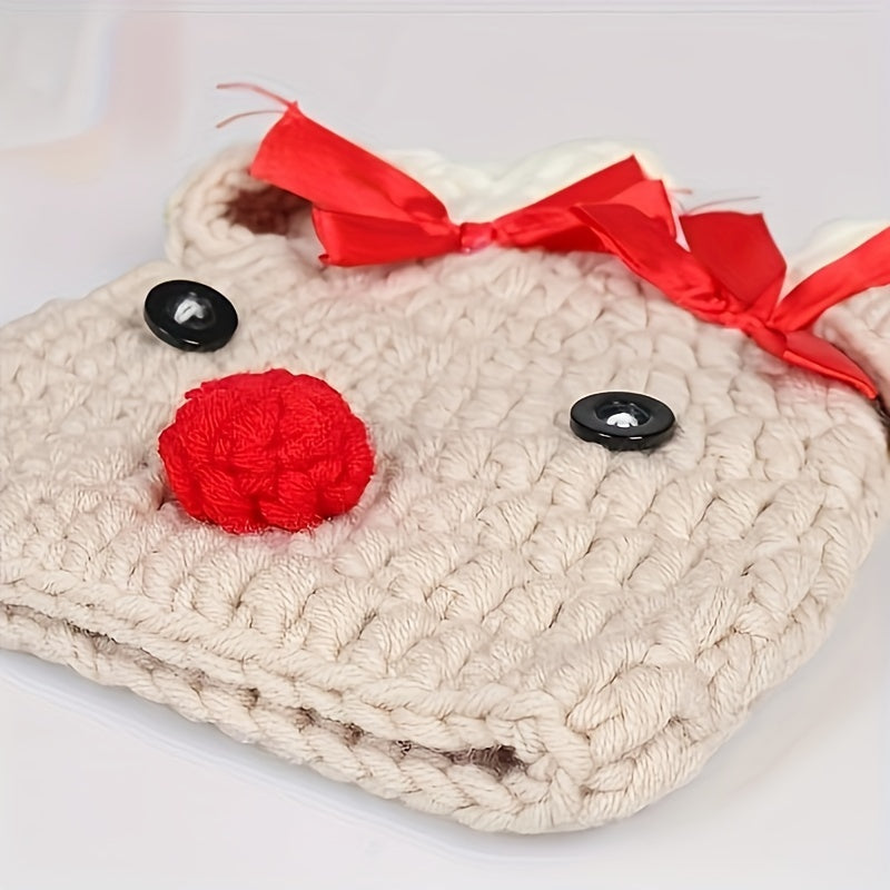 Unique Christmas Reindeer Hat with Red Nose & Antlers - Ideal Keepsake Photography Prop for Kids