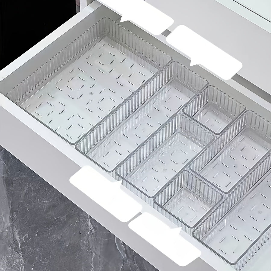 6/7/8pcs set of multi-functional acrylic transparent makeup storage box combinations, suitable for office and home use.